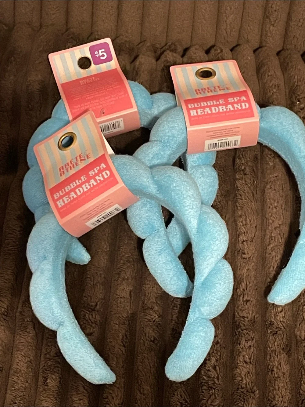 Set of 3 Bubble Spa Headband - Light Blue Plush Headband NWT
